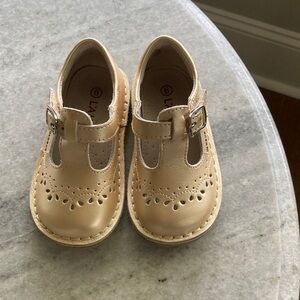 L'Amour Kids Champagne Leather Dress Shoes